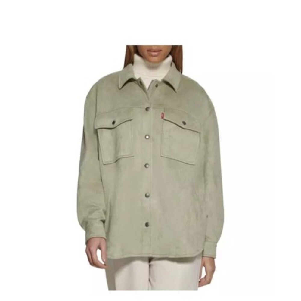 LEVI'S Womens Sz 3XL Faux Suede Shirt Jacket Shacket Seafoam Green NWT